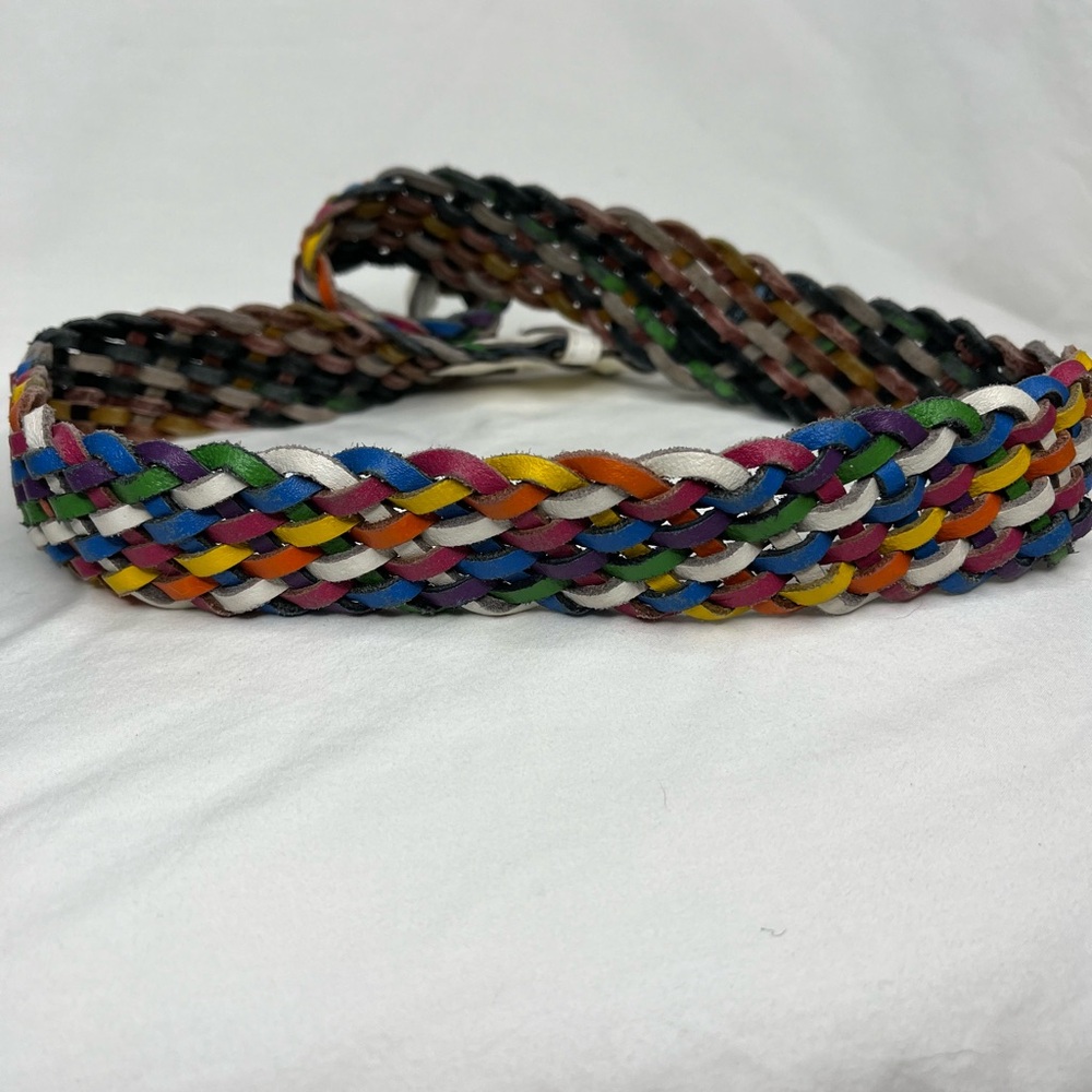 Vintage Capezio 80s 90s rainbow leather woven belt size Medium - Picture 4 of 9